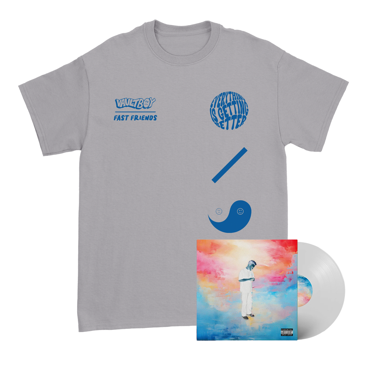 Vaultboy x Fast Friends Tee + Everything and Nothing Vinyl (Glow In The Dark) Bundle