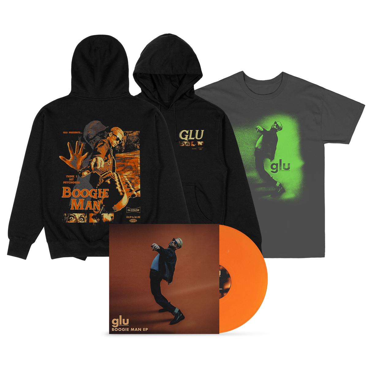 GLU - BM EP Cover Tee + Psychosis Hoodie + Boogie Man EP Vinyl