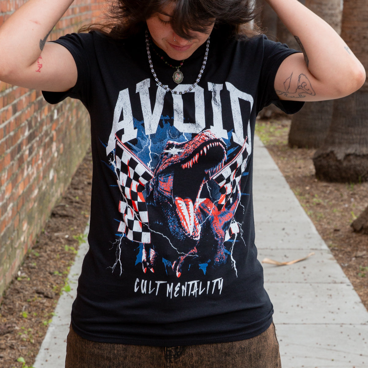 AVOID - Dino Black Tee