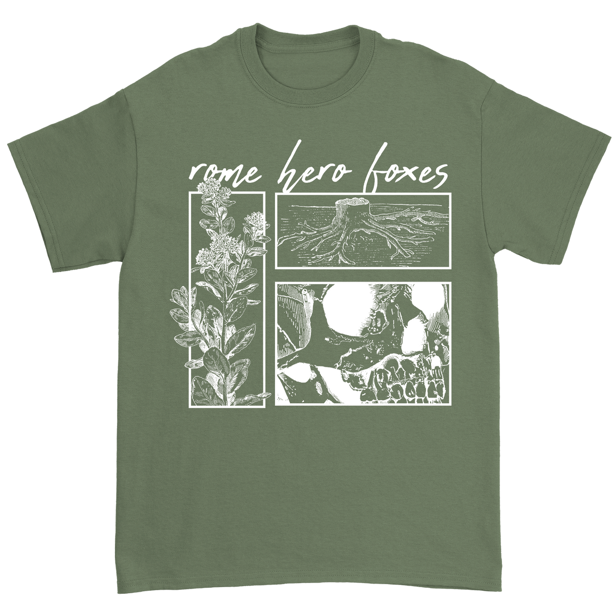 Rome Hero Foxes - Skull T-Shirt - Moss