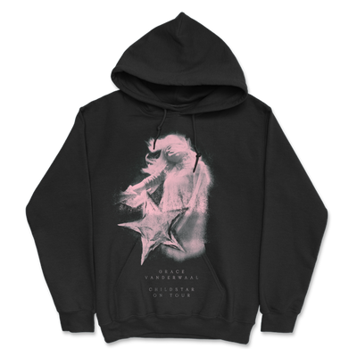 a black sweatshirt with a white design on it