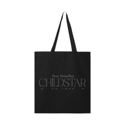 a black bag with white text