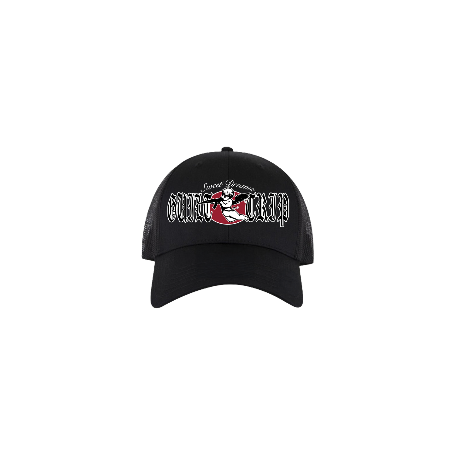 Guilt Trip - Cupid Black Trucker Hat