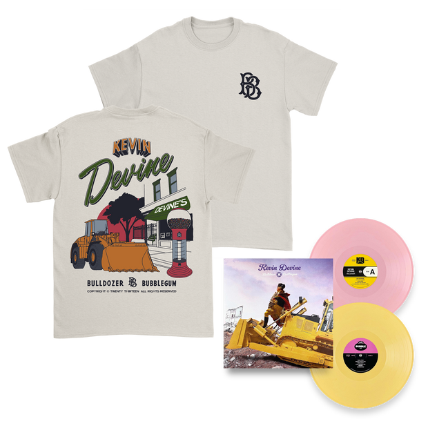 Kevin Devine - Bubbledozer T-Shirt AND Bubblegum + Bulldozer 2xLP Bundle