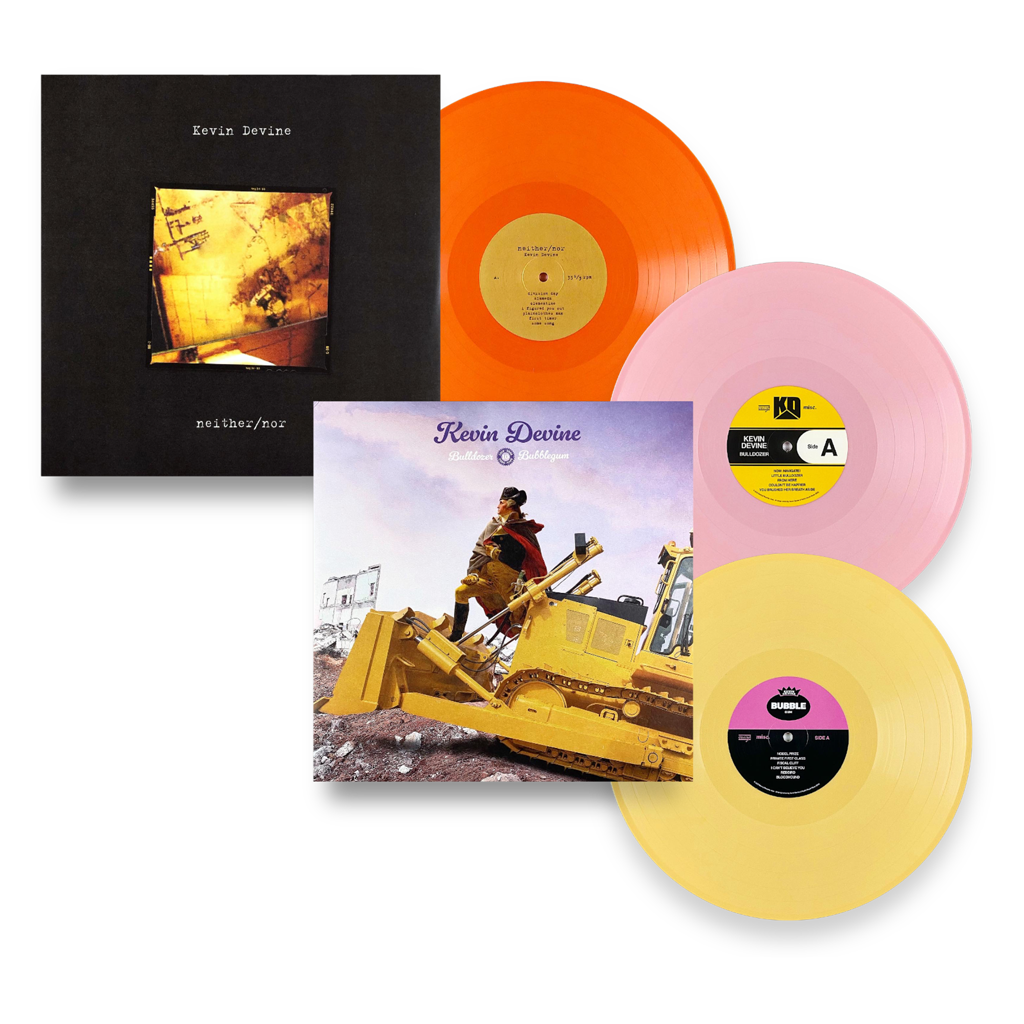 Kevin Devine - Bulldozer + Bubblegum 2xLP AND Neither/Nor LP Bundle