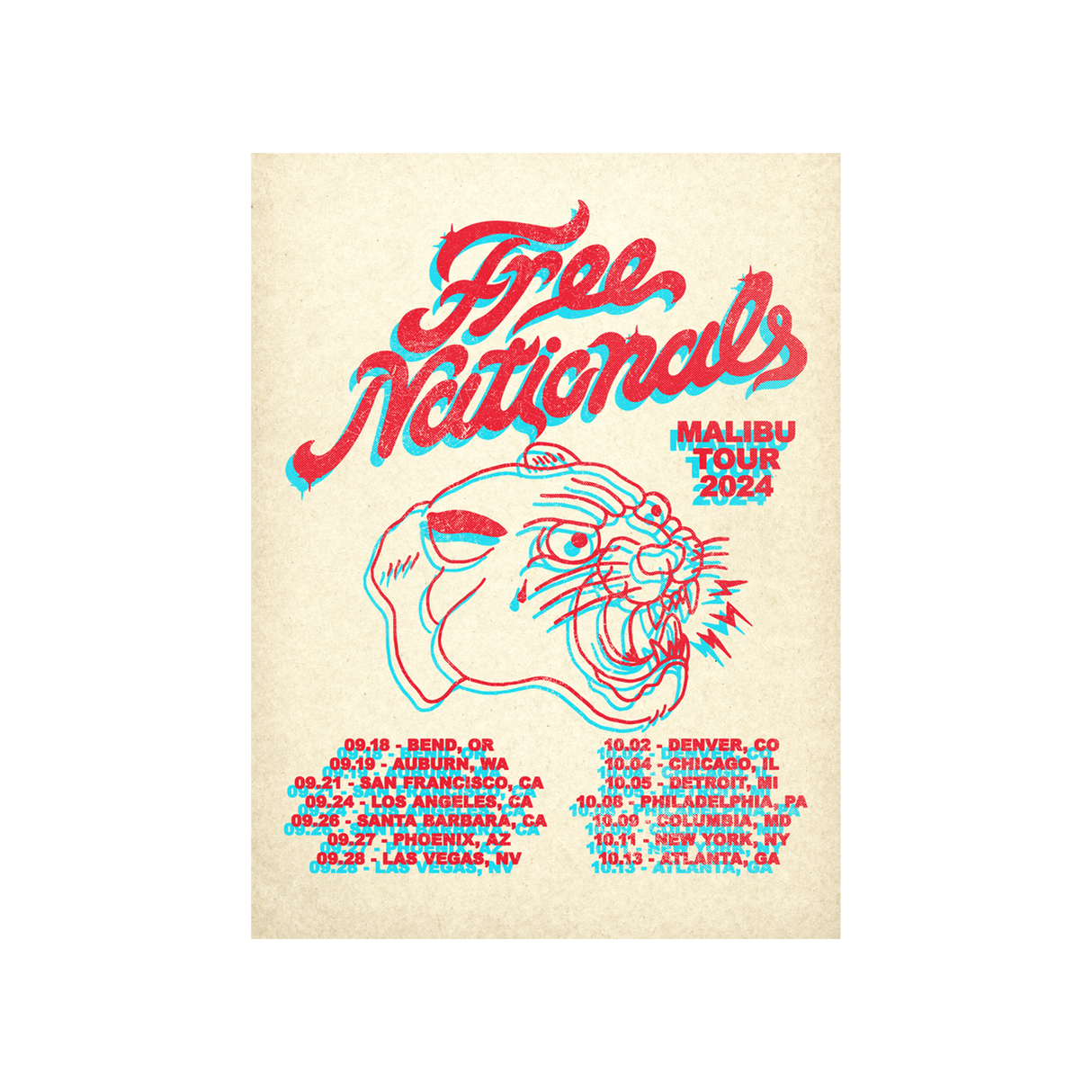 Free Nationals - Malibu Tour 18"x24" Poster
