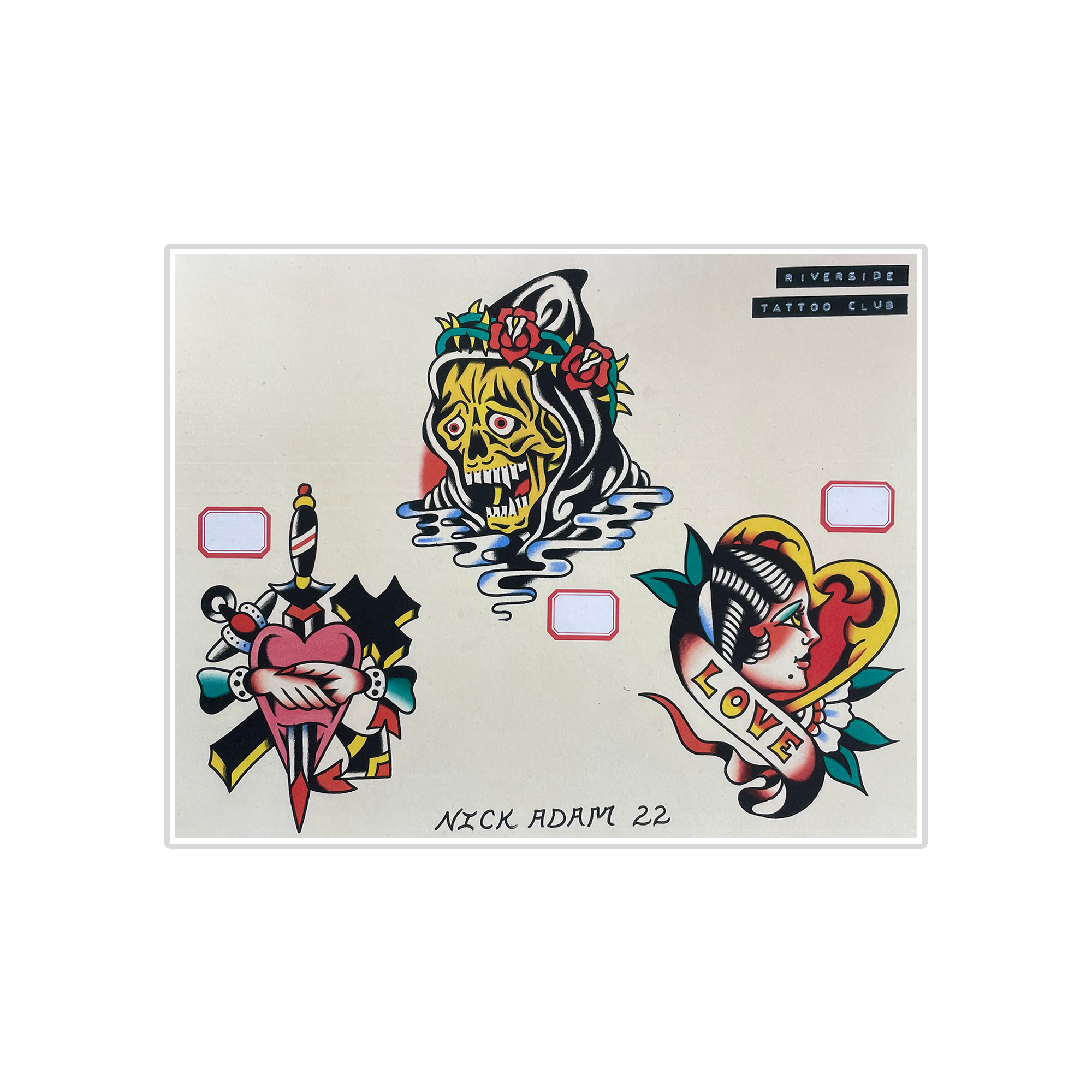 Nick Adam Tattoo - Three Set Flash Art Print