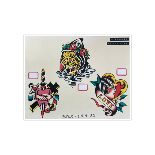 Nick Adam Tattoo - Three Set Flash Art Print