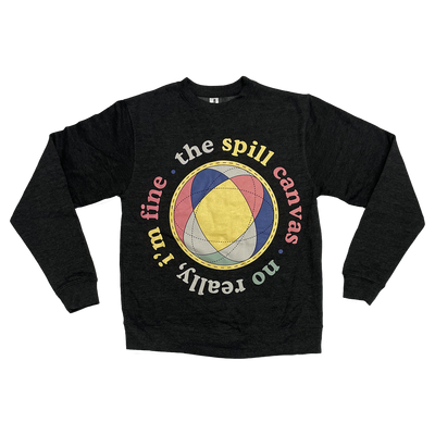 a black sweatshirt with a colorful design on it