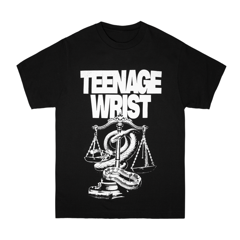 a black shirt with white text on it