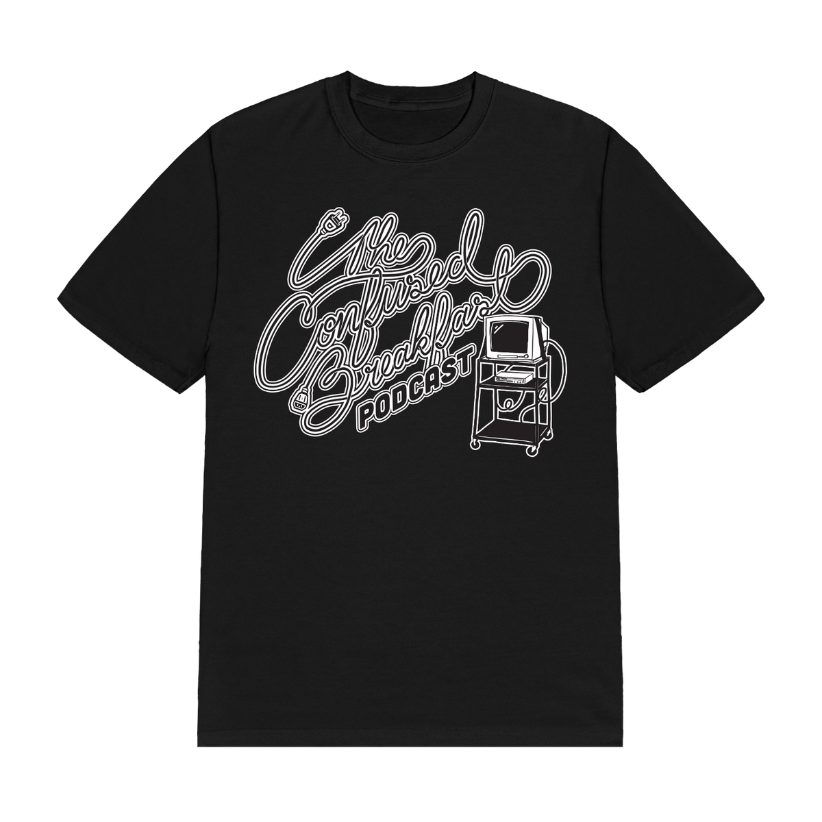 The Confused Breakfast Podcast - TV Cart T-Shirt (Black)