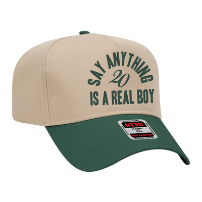 a hat with text on it