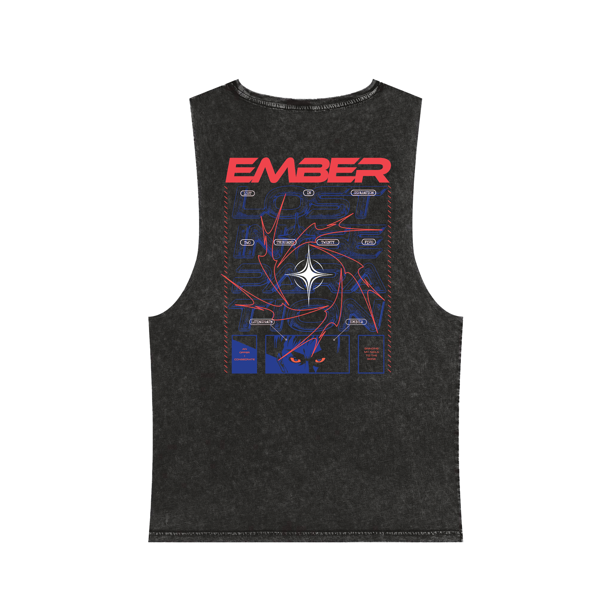 Lost in Separation - Ember Anime Stonewash Tank Top