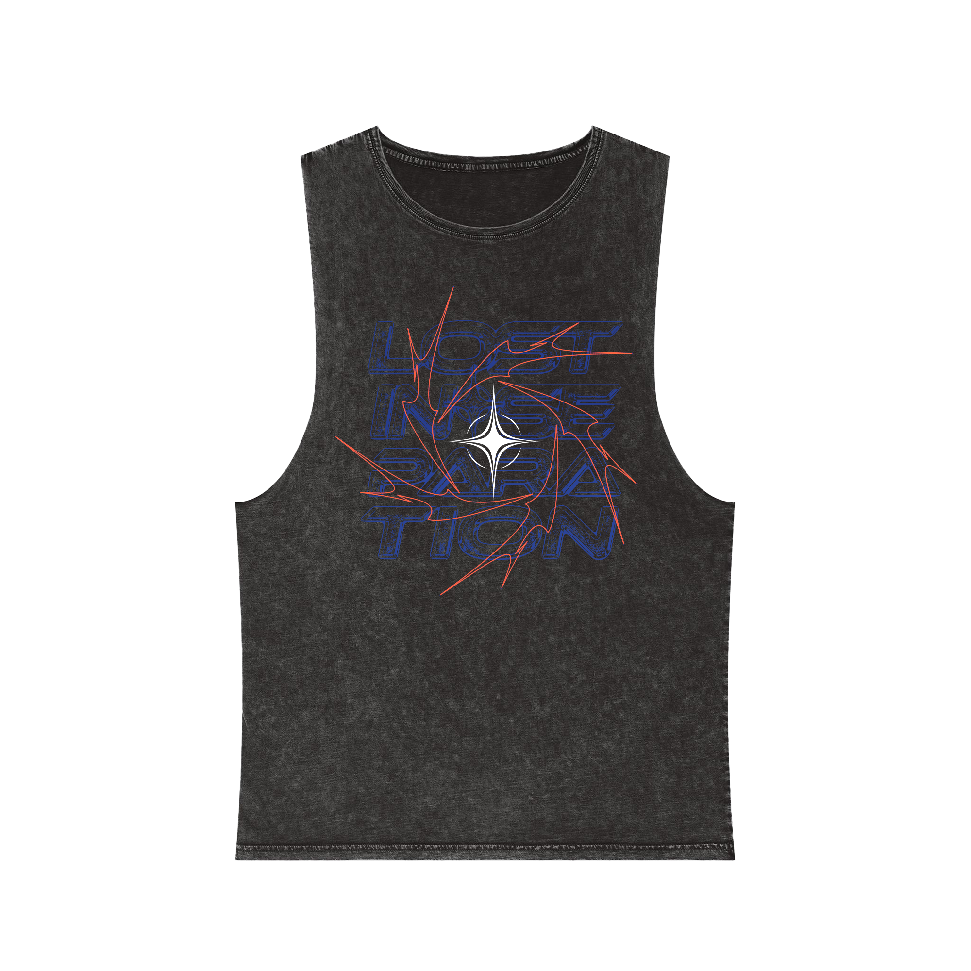 Lost in Separation - Ember Anime Stonewash Tank Top