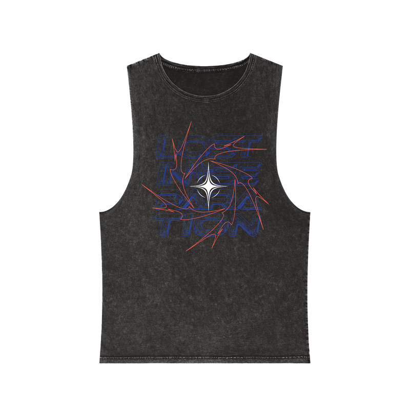 Lost in Separation - Ember Anime Stonewash Tank Top