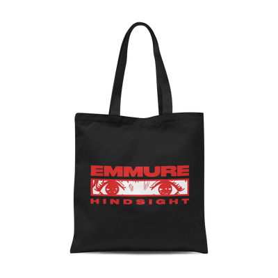 a black bag with red text