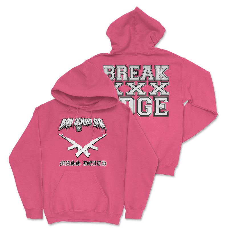 a pink sweatshirt with white text on it