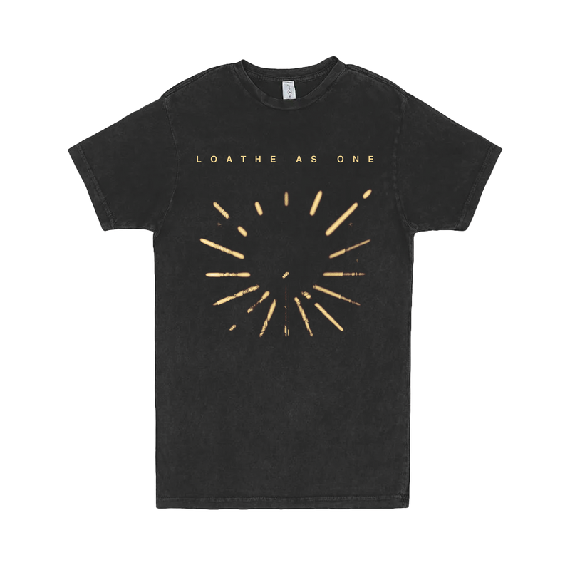 a black t-shirt with gold text