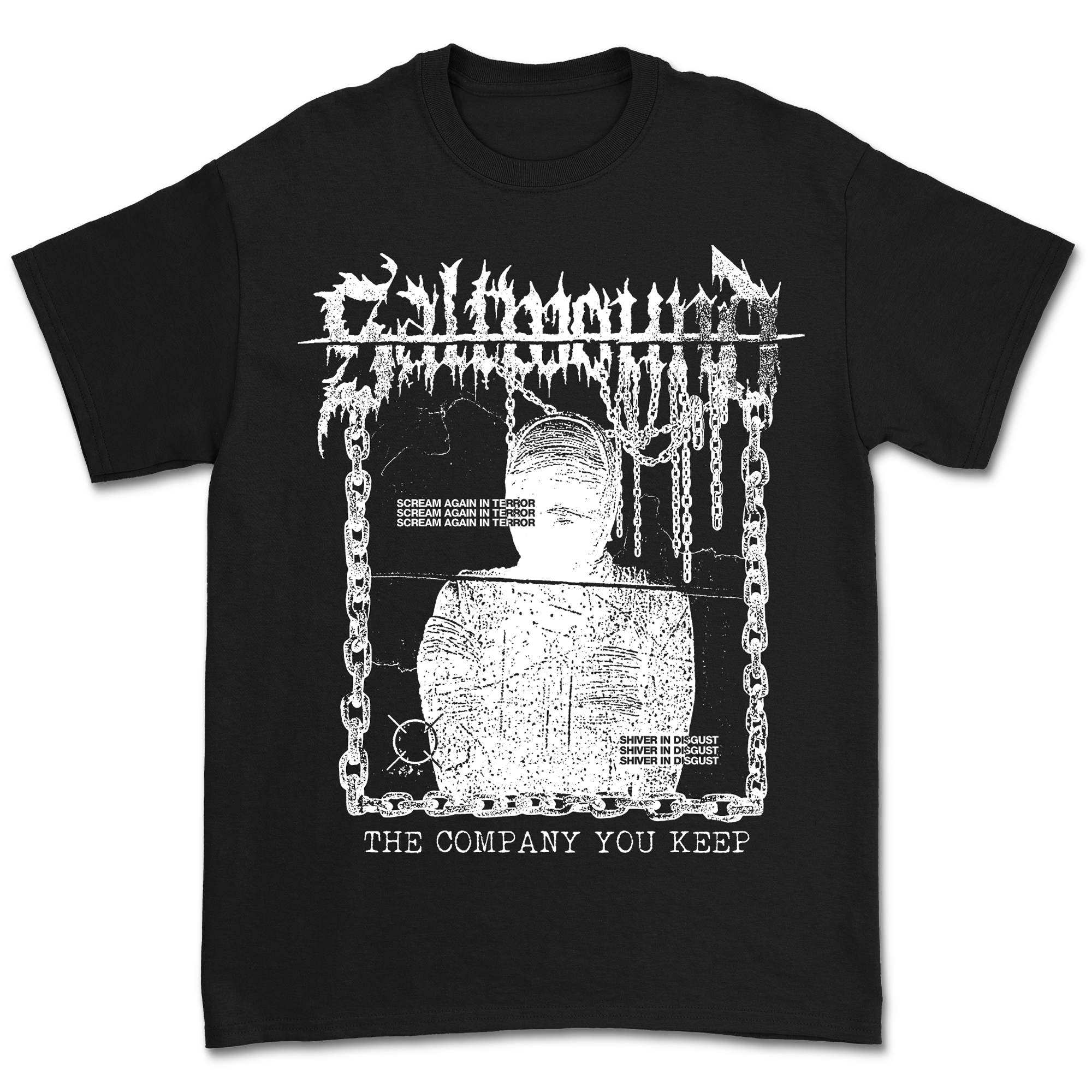 Saltwound - Scream & Shiver T-Shirt - White on Black