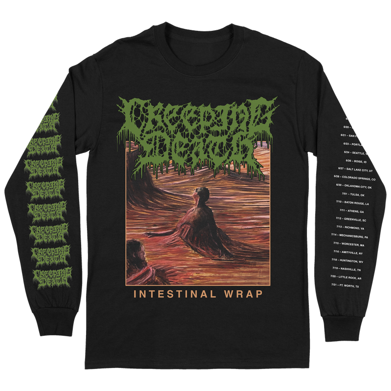 a long sleeved black shirt with green text
