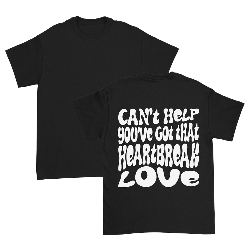 a black shirt with white text on it