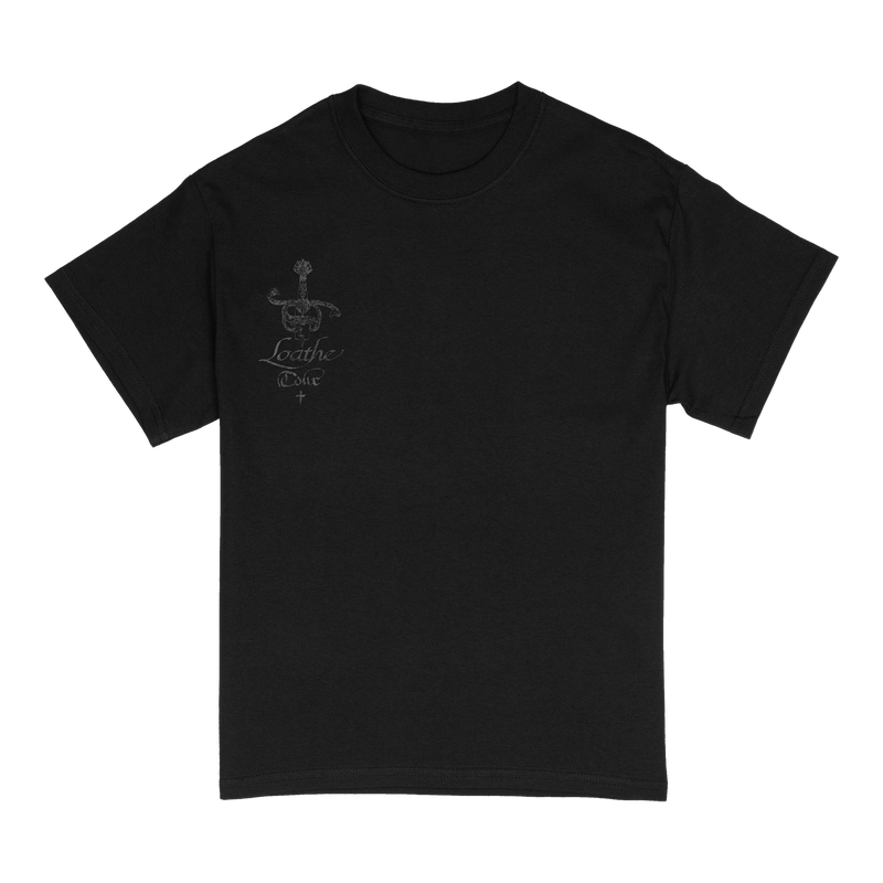 a black t-shirt with a black background