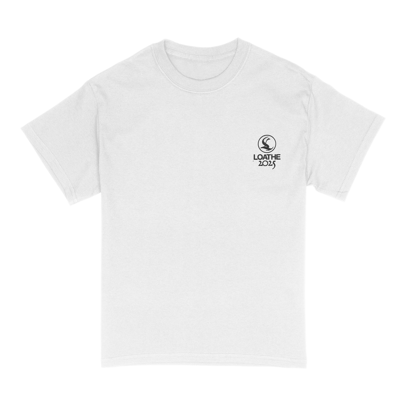 a white t-shirt with a logo on it