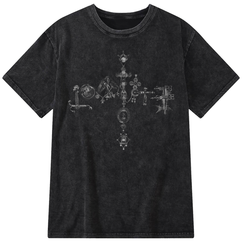 a black t-shirt with a graphic design