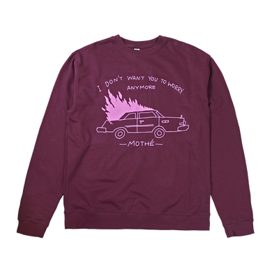 a purple sweatshirt with a car on it