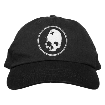a black hat with a skull on it