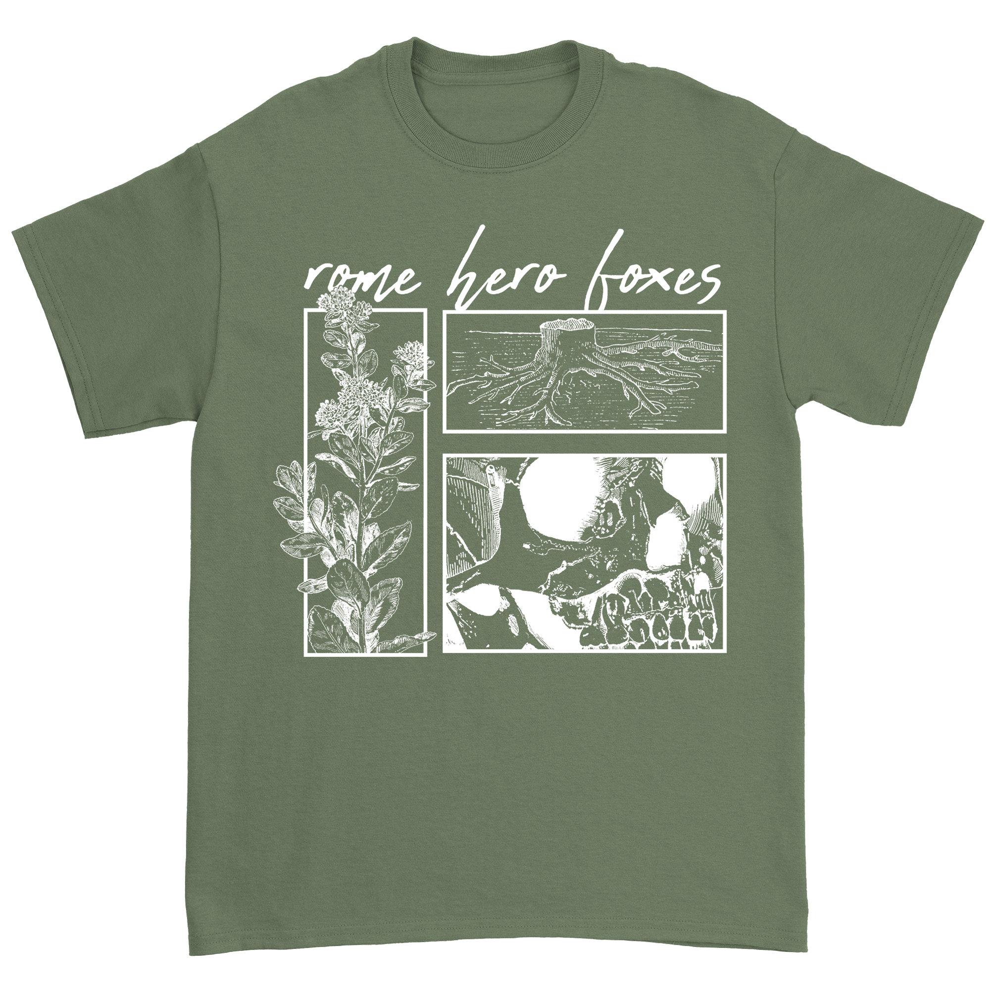 Rome Hero Foxes - Skull T-Shirt - Moss