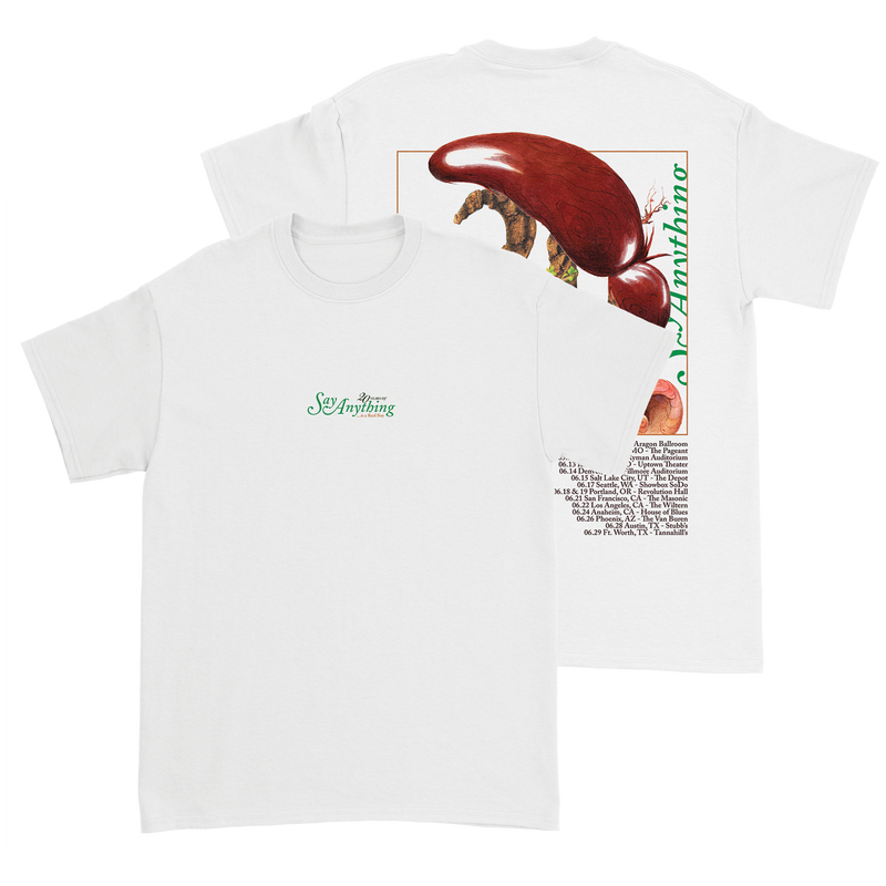 a white t-shirt with a red lobster on it
