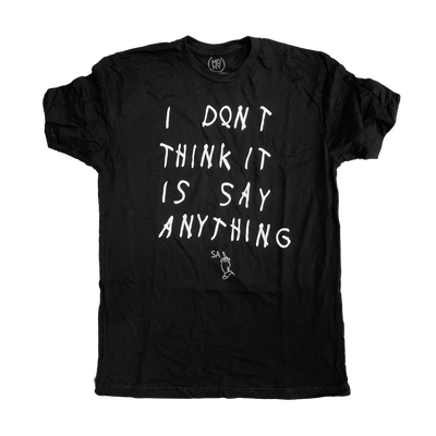 a black shirt with white text
